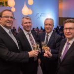 Neujahrsempfang 2017 - Bürgermeister Jürgen Opitz, Unternehmer Uwe Saegeling und Ministerpräsident Stanislaw Tillich mit dem Wahlkreisabgeordneten Oliver Wehner